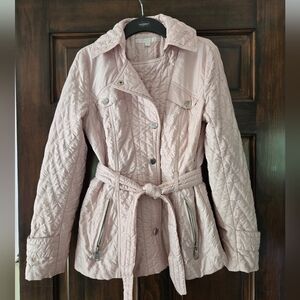 Via Spiga Light Dysty Pink Quilted Puffer Jacket